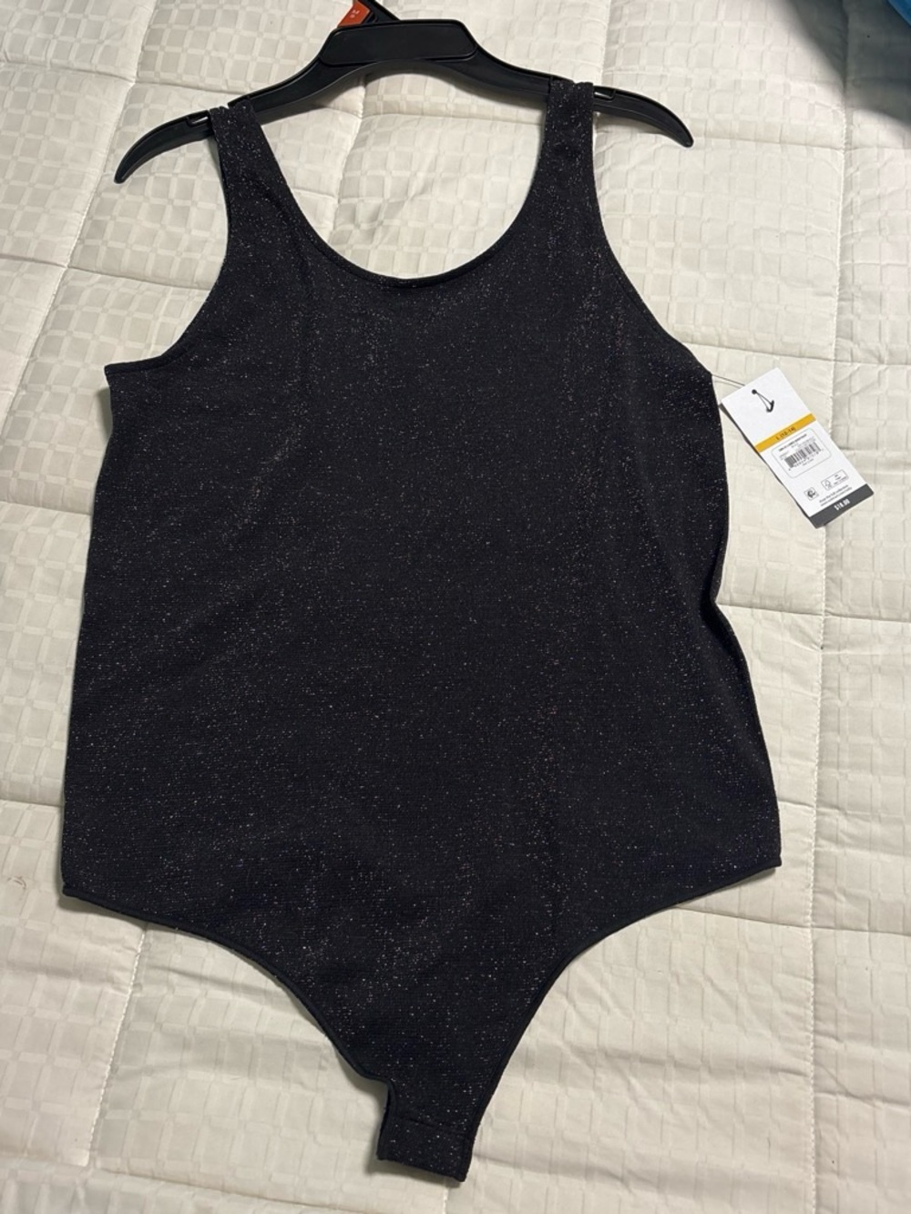 Sparkle Black Scoop Neck Bodysuit